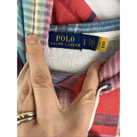 Polo Ralph Lauren Plaid Multicolour Hoodie Girls Size L or Women's M - Picture 3 of 9